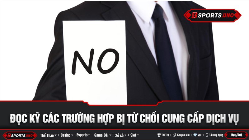 Cảnh báo người dùng các trường hợp bị từ chối khi đăng ký Bsports