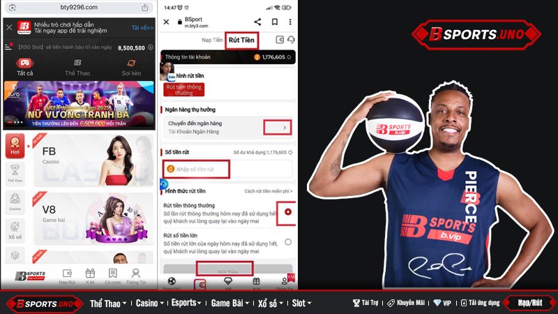 Các bước rút tiền Bsports qua giao diện điện thoại