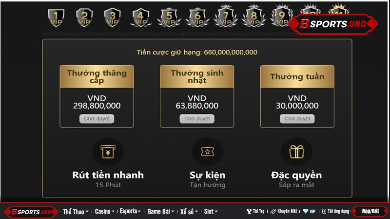 Giao diện hệ thống rút tiền ưu tiên dành cho tài khoản VIP
