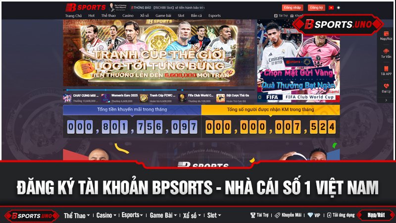 Trang chủ Bsports với banner đăng ký tài khoản nổi bật