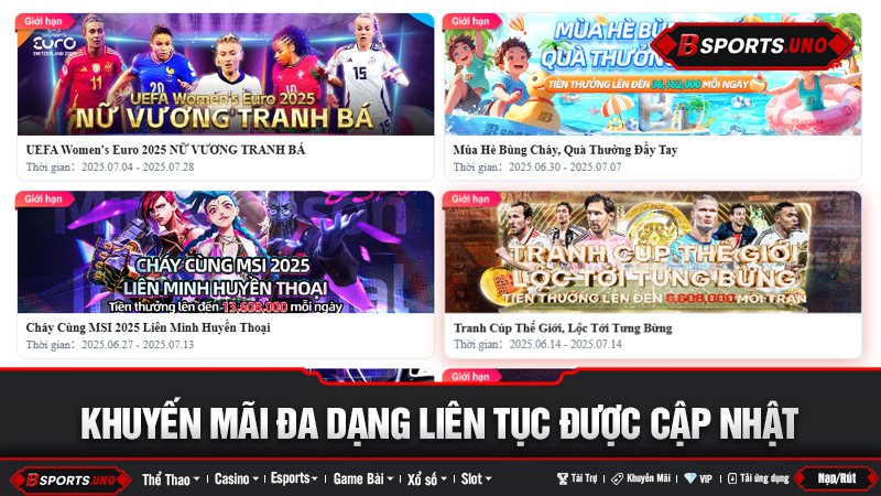 Các chương trình khuyến mãi đặc sắc của Bsports theo mùa giải và sự kiện