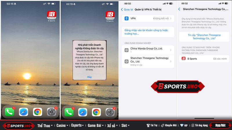 Hướng dẫn xác minh tin cậy ứng dụng Bsports trên thiết bị iOS