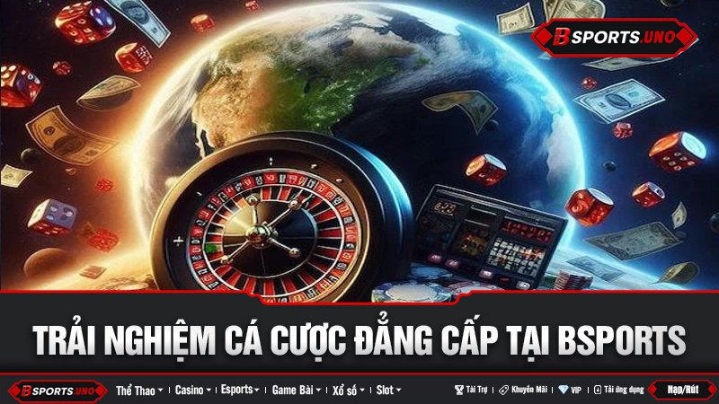 Giao diện casino online với vòng quay roulette tại Bsports